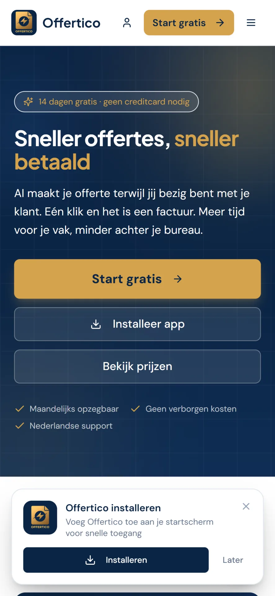 Mobiele weergave van Offertico